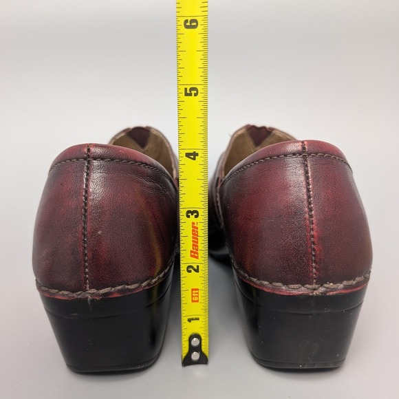 Dansko Burgundy Leather Clogs Mary Jane Button Wedge Slip On Shoes Women 36 - Picture 9 of 12